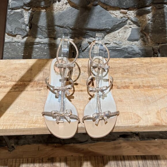 René Caovilla Caterina 40 Crystal Embellished Bow Strap Sandals - Picture 4 of 11